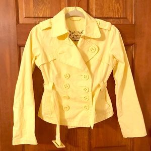yellow spring summer coat - peacoat style buttons